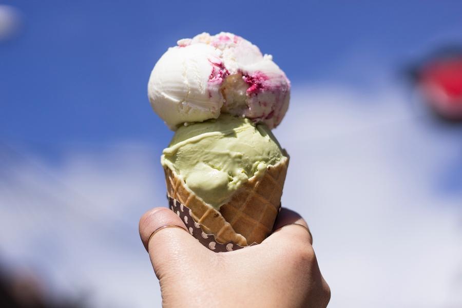 Hand holding ice cream cone